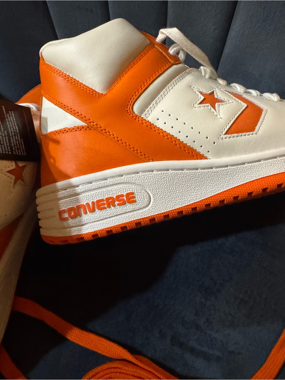 Converse Weapon Mid White and Orange Retro Basketball Sneakers, Sizes 12 & 10.5 - Picture 13 of 15